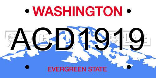 ACD1919 Washington License Plate