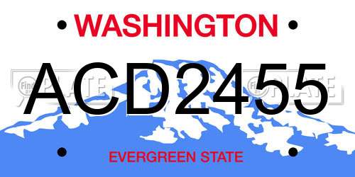ACD2455 Washington License Plate