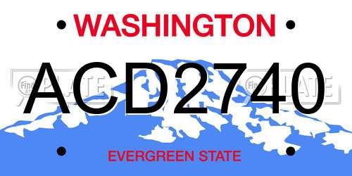 ACD2740 Washington License Plate