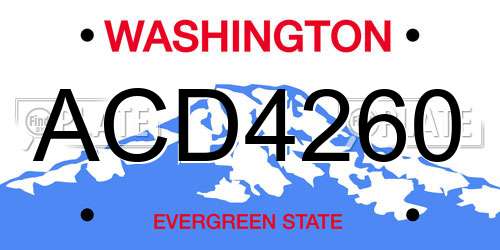 ACD4260 Washington License Plate