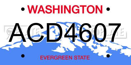 ACD4607 Washington License Plate