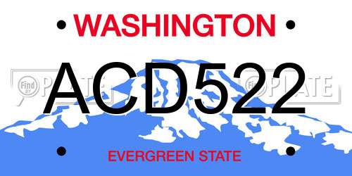 ACD522 Washington License Plate