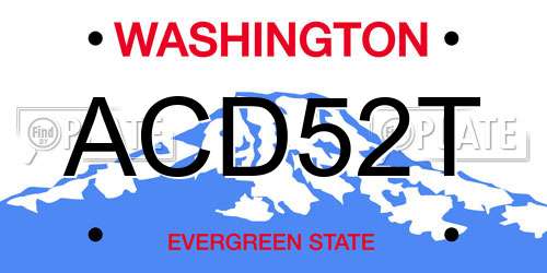 ACD52T Washington License Plate