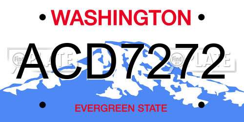 ACD7272 Washington License Plate
