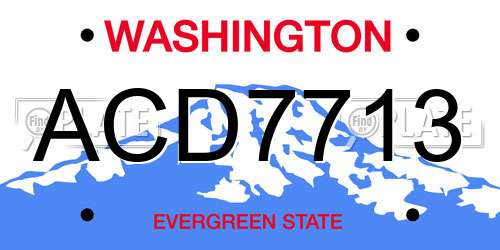 ACD7713 Washington License Plate