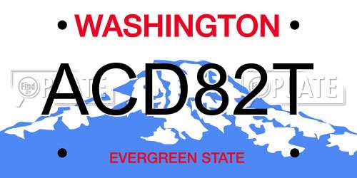 ACD82T Washington License Plate