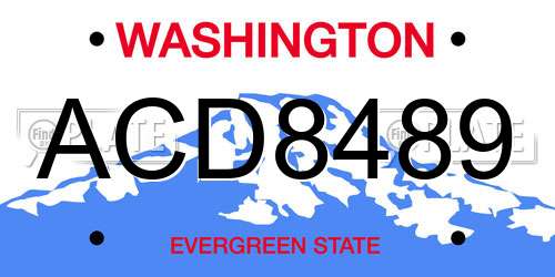 ACD8489 Washington License Plate