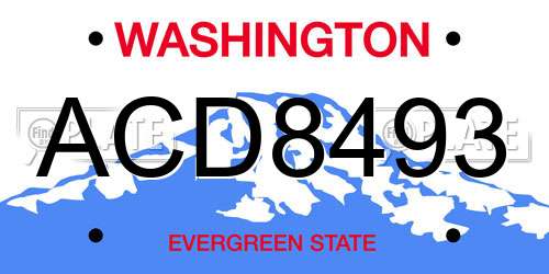 ACD8493 Washington License Plate