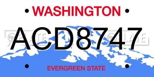 ACD8747 Washington License Plate