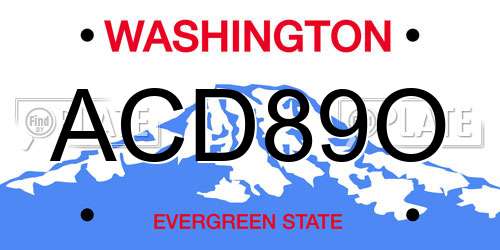 ACD89O Washington License Plate