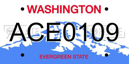 ACE0109 Washington License Plate