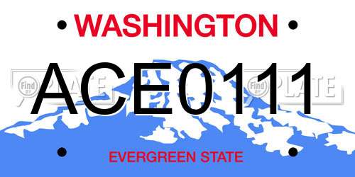 ACE0111 Washington License Plate