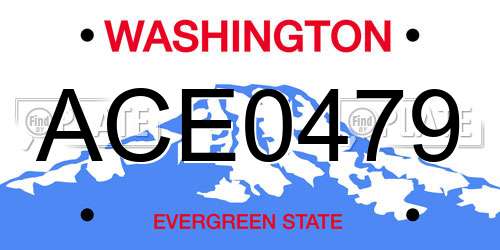 ACE0479 Washington License Plate