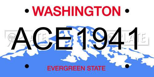 ACE1941 Washington License Plate