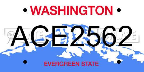 ACE2562 Washington License Plate