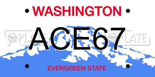 ACE67 Washington License Plate