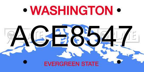 ACE8547 Washington License Plate
