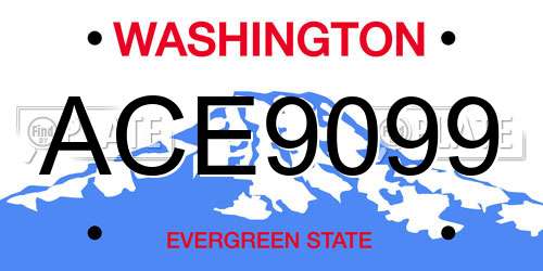 ACE9099 Washington License Plate