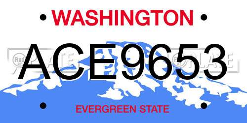 ACE9653 Washington License Plate