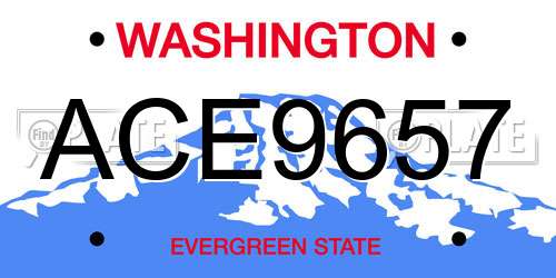 ACE9657 Washington License Plate
