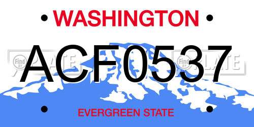 ACF0537 Washington License Plate
