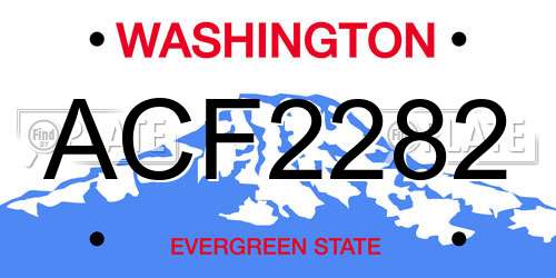ACF2282 Washington License Plate