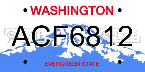 ACF6812 Washington License Plate
