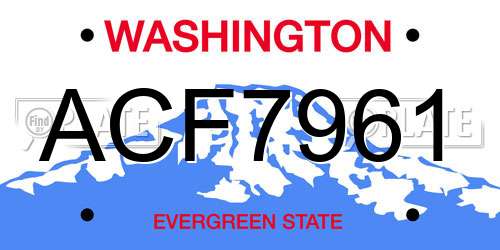 ACF7961 Washington License Plate