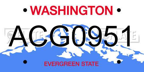 ACG0951 Washington License Plate
