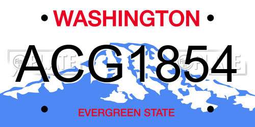 ACG1854 Washington License Plate