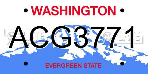 ACG3771 Washington License Plate