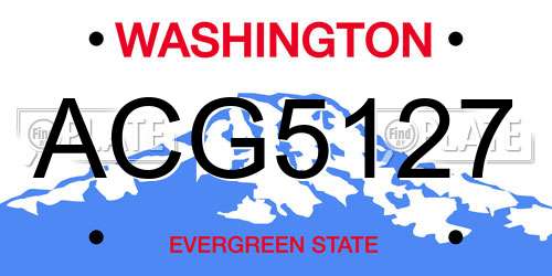 ACG5127 Washington License Plate