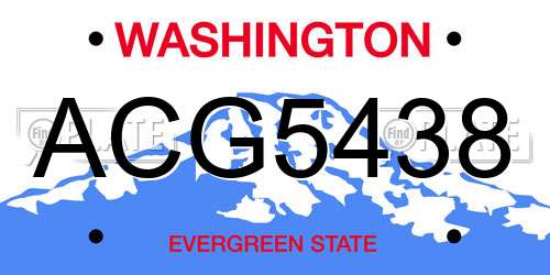 ACG5438 Washington License Plate