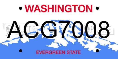 ACG7008 Washington License Plate