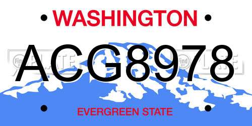 ACG8978 Washington License Plate