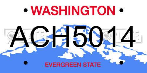 ACH5014 Washington License Plate