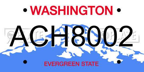 ACH8002 Washington License Plate