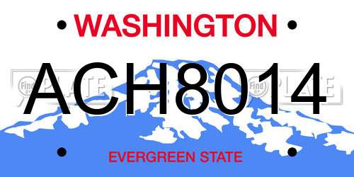 ACH8014 Washington License Plate