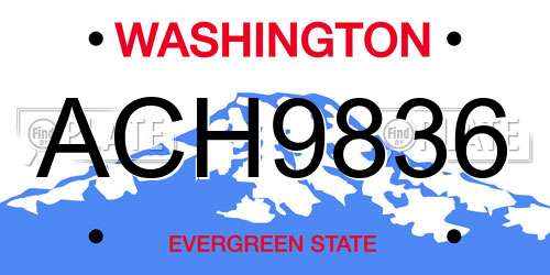 ACH9836 Washington License Plate