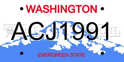 ACJ1991 Washington License Plate