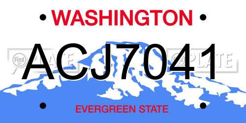 ACJ7041 Washington License Plate