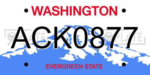 ACK0877 Washington License Plate
