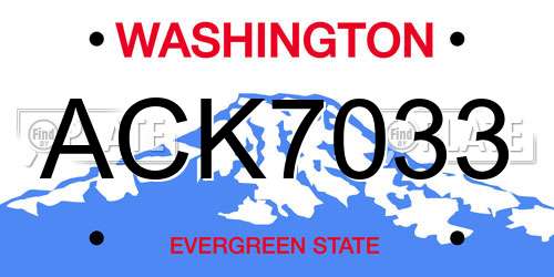 ACK7033 Washington License Plate