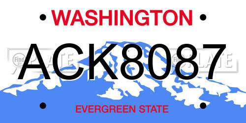 ACK8087 Washington License Plate