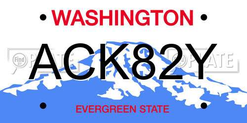ACK82Y Washington License Plate
