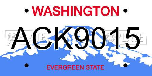 ACK9015 Washington License Plate