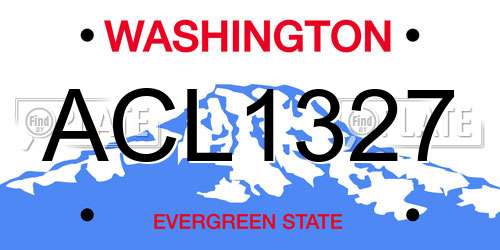 ACL1327 Washington License Plate