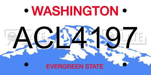 ACL4197 Washington License Plate