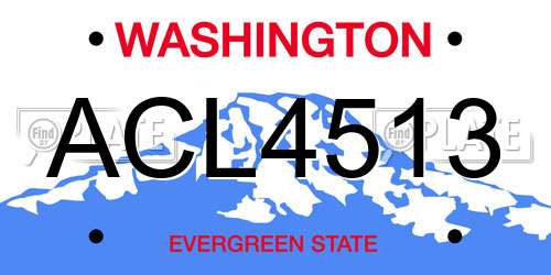 ACL4513 Washington License Plate