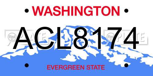 ACL8174 Washington License Plate